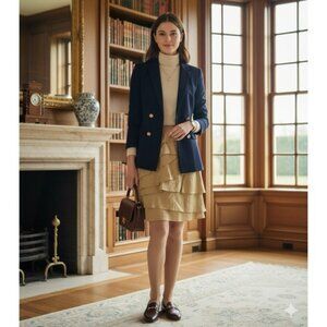 RALPH LAUREN BLACK LABEL Tan Silk Ruffled Skirt